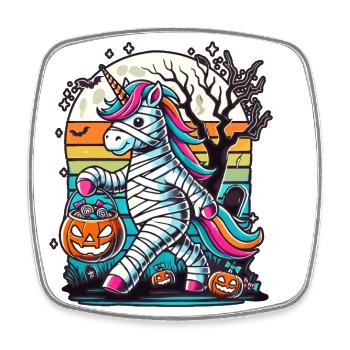 Funny Unicorn Mummy Lying Candy - Square fridge magnet - white - Front