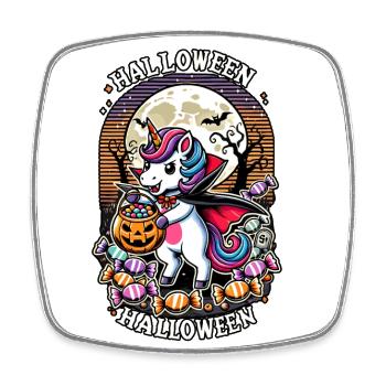 Funny Vampire Unicorn Loves Candy - Square fridge magnet - white - Front