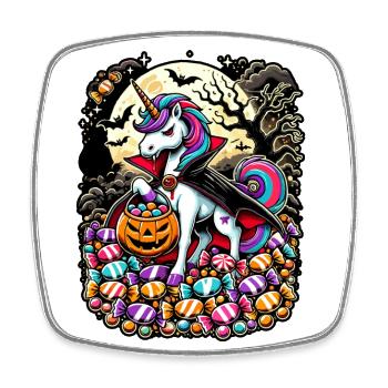 La licorne vampire drôle adore les bonbons - Magnet carré - blanc - Devant
