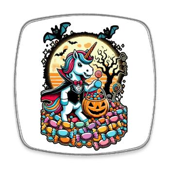 Funny Vampire Unicorn Loves Candy - Square fridge magnet - white - Front
