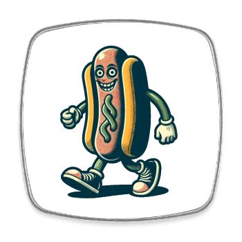Creepy Hotdog Delicious Halloween Design - Square fridge magnet - white - Front