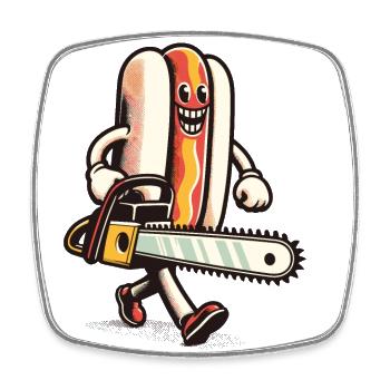 Psycho Hotdog Delicious Halloween Design - Square fridge magnet - white - Front