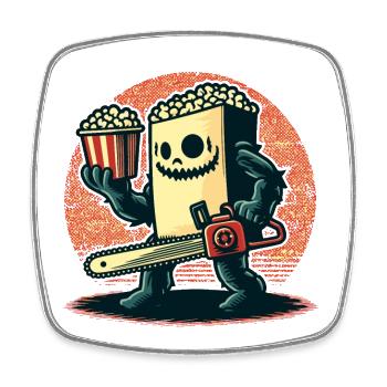 Unheimliches Psycho Popcorn Für Gruselfilme - Viereckiger Kühlschrankmagnet - Weiß - Vorne