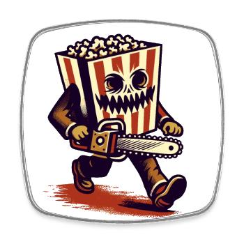Scary Psycho Popcorn pour les films d’horreur - Magnet carré - blanc - Devant