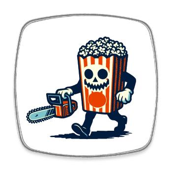 Unheimliches Psycho Popcorn Für Gruselfilme - Viereckiger Kühlschrankmagnet - Weiß - Vorne