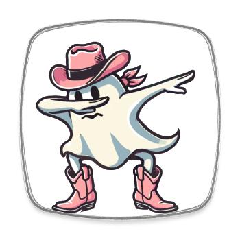 Cowboy Dabbing Ghost Ghoul Dab Halloween - Square fridge magnet - white - Front