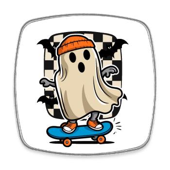 Skateboarding Skateboarder Ghost Halloween - Square fridge magnet - white - Front
