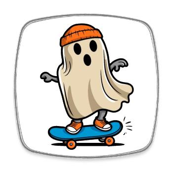 Skateboarding Funny Halloween Skateboarder - Square fridge magnet - white - Front