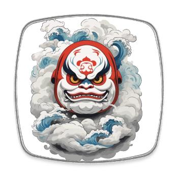 Japanischer Daruma Aesthetic Yokai Vintage - Viereckiger Kühlschrankmagnet - Weiß - Vorne