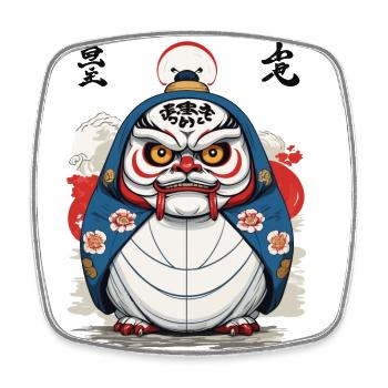 Japanischer Daruma Aesthetic Yokai Design - Viereckiger Kühlschrankmagnet - Weiß - Vorne