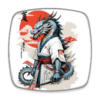 Dragon Samouraï Vintage Ukiyo-e Style Japon Art - Magnet carré - blanc - Devant