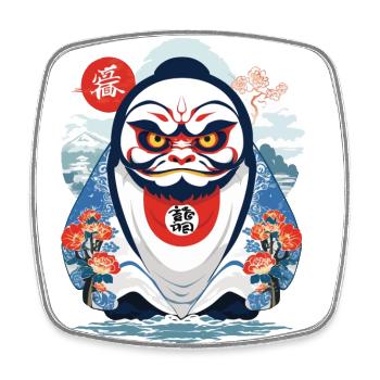 Japanischer Daruma Aesthetic Yokai Vintage - Viereckiger Kühlschrankmagnet - Weiß - Vorne