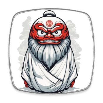 Japanischer Daruma Ästhetik Yokai Vintage - Viereckiger Kühlschrankmagnet - Weiß - Vorne