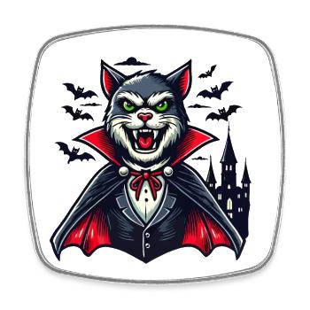 Vampire Cat Cute Halloween Cat - Square fridge magnet - white - Front