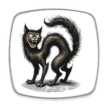 Chat Sorcière Magique Chat Horreur Horrible - Magnet carré - blanc - Devant
