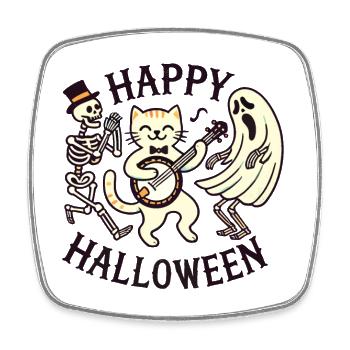 Merry Holiday Cat Funny Cats Party - Square fridge magnet - white - Front