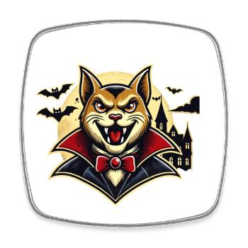 Vampire Cat Loving Cat Owner Halloween - Square fridge magnet - white - Front