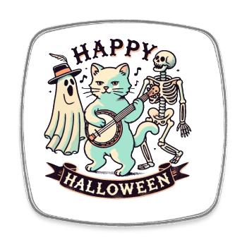 Happy Halloween Cat Funny Cats Party - Square fridge magnet - white - Front