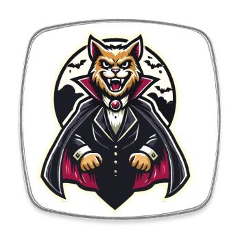 Vampire Cat Cute Halloween Cat - Square fridge magnet - white - Front