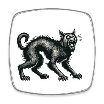 Gruselige Schwarze Hexenkatze Unheimliche Katze - Viereckiger Kühlschrankmagnet - Weiß - Vorne