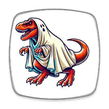 Cute Dinosaur Ghost Funny T-Rex - Square fridge magnet - white - Front