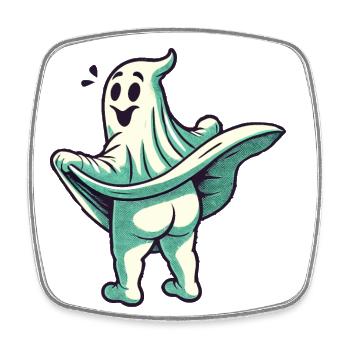 Drôle Halloween fantôme monstre sous drap - Magnet carré - blanc - Devant