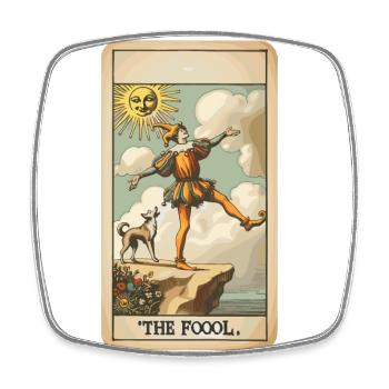 Tarotkarten Design Der Narr Halloween Vintage - Viereckiger Kühlschrankmagnet - Weiß - Vorne