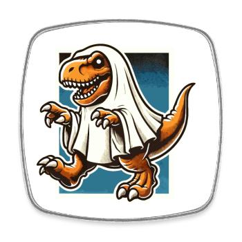 Mignon Dinosaure Fantôme Drôle T-Rex - Magnet carré - blanc - Devant