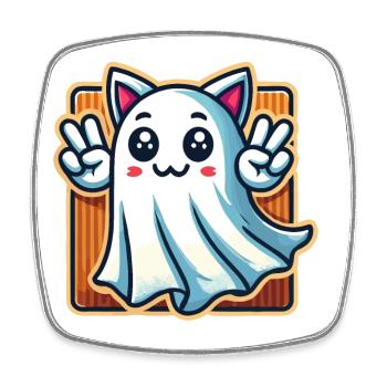 Cat Ears Ghost Kemonomimi Girl Costume Idea - Square fridge magnet - white - Front