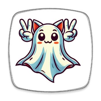 Katzenohren Gespenst Kemonomimi Girl Halloween - Viereckiger Kühlschrankmagnet - Weiß - Vorne