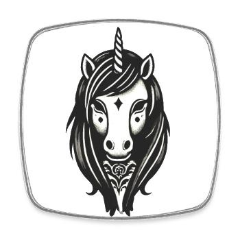 Creepy Gothic Unicorn Costume Idea Spooky Season - Square fridge magnet - white - Front