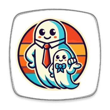 dad ghost father with child funny halloween - Square fridge magnet - white - Front