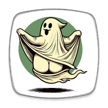 Funny Halloween Ghost Freak Under Sheet - Square fridge magnet - white - Front