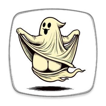 Funny Halloween Ghost Freak Under Sheet - Square fridge magnet - white - Front