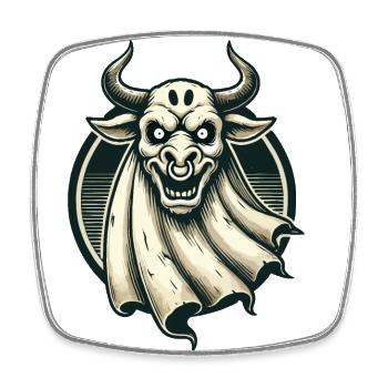 Creepy Cow Ghost Bull Sheet Costume Idea - Square fridge magnet - white - Front