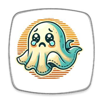 Sad Ghost Funny Ghost Design - Square fridge magnet - white - Front
