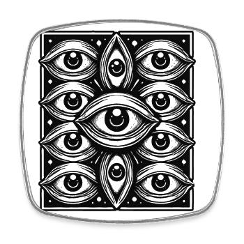 Spooky Ghosts Eyes Dark Halloween Design - Square fridge magnet - white - Front