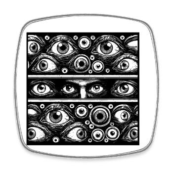 Gloomy Eyes Creepy Halloween Design - Square fridge magnet - white - Front