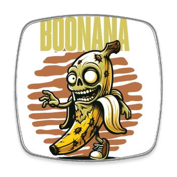 Lustiges Bananen Zombie Boonana Halloween Deko - Viereckiger Kühlschrankmagnet - Weiß - Vorne