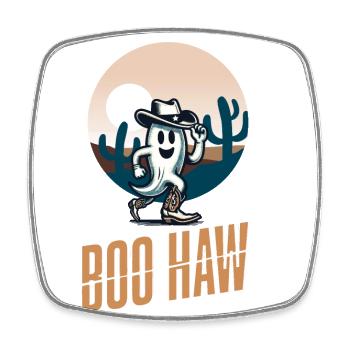 Funny Cowboy Ghost Says Boo Haw Halloween - Square fridge magnet - white - Front