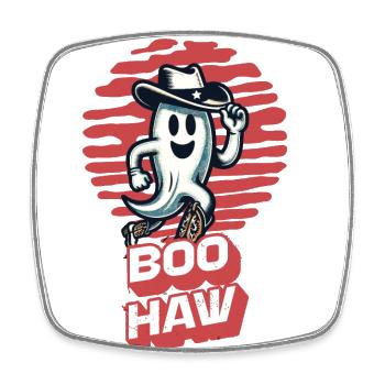 Funny Cowboy Ghost Says Boo Haw Costume Idea - Square fridge magnet - white - Front