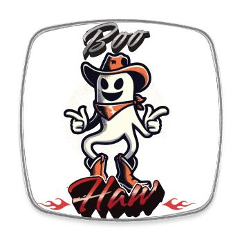 Funny Cowboy Ghost Says Boo Haw - Square fridge magnet - white - Front