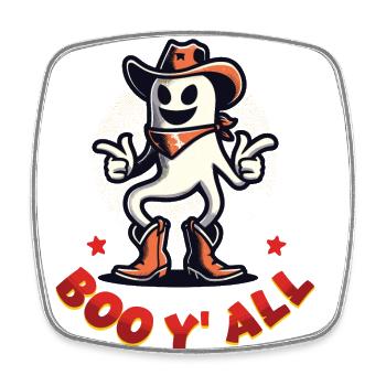 Boo Y’all Cowboy Fantômes Bonne Humeur Fantômes - Magnet carré - blanc - Devant