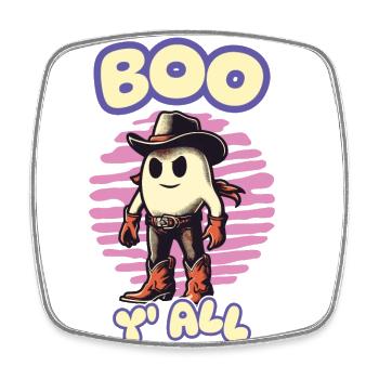 Boo y'all Cowboy Gespenster Gute Laune Gespenster - Viereckiger Kühlschrankmagnet - Weiß - Vorne