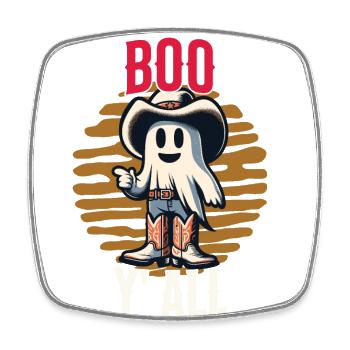 Boo Y'all Cowboy Gespenster Gute Laune Gespenster - Viereckiger Kühlschrankmagnet - Weiß - Vorne