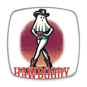 Cowboy Girl Ghost Funny Pun Saying - Square fridge magnet - white - Front