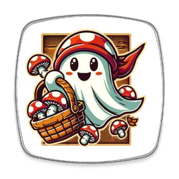Mushroom Lover, Ghost, Mushrooms, Collector, Spirit - Square fridge magnet - white - Front