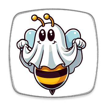 Funny Bee Ghost Cute Ghost Bee - Square fridge magnet - white - Front