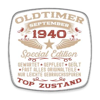 84th Birthday September Vintage 1940 Vintage - Square fridge magnet - white - Front