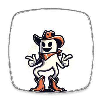 Funny Cowboy Ghost Greeting Ghosts Girls - Square fridge magnet - white - Front